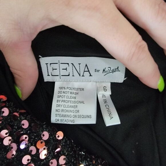 Ieena For Mac Duggal Women Black Sleeveless Ruffle Sequin Sheath Dress Size 6 - Picture 14 of 15